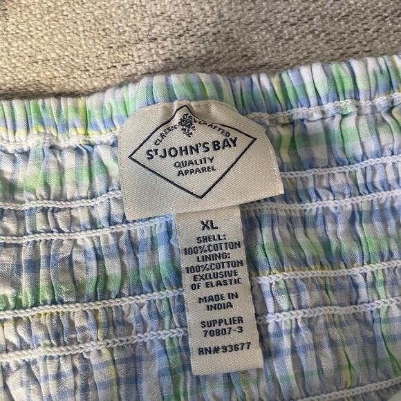 ST JOHNS BAY Blue Green Plaid Extra Large XL Tiered Dress NWT New Tie Waist - Picture 2 of 4